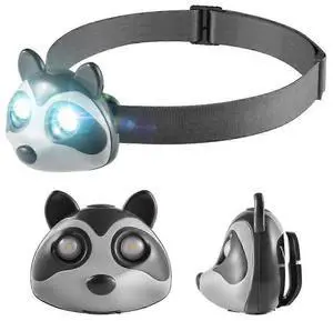 Ecocleanpath Raccoon LED Headlamp for Kids - 3 Modes, USB Rechargeable, Adjustable Headband for Camping & Running (Gray) Ecocleanpath Raccoon LED Headlamp for Kids - 3 Modes, USB Rechargeable, Adjustable Headband for Camping & Running (Gray)