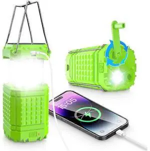 Ecocleanpath Solar Camping Lantern 5000mAh with Hand Crank & USB Charging, Portable Telescopic LED Flashlight (Green) Ecocleanpath Solar Camping Lantern 5000mAh with Hand Crank & USB Charging, Portable Telescopic LED Flashlight (Green)