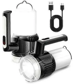 Ecocleanpath 1500 Lumen Rechargeable Camping Lantern, 6 Modes LED Torch, Fast USB-C Charge, IPX4 Waterproof, Black