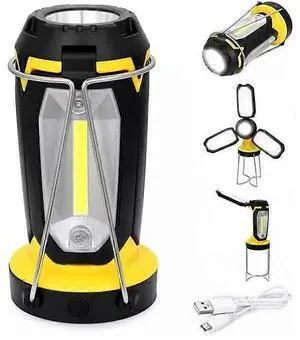 Ecocleanpath Foldable Rechargeable Camping Lantern Torch, 1200mAh with 6 Modes & Phone Charging, Yellow Ecocleanpath Foldable Rechargeable Camping Lantern Torch, 1200mAh with 6 Modes & Phone Charging, Yellow