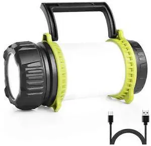 Ecocleanpath Rechargeable LED Torch Lantern with Power Bank, 500 Lumen Dimmable 5 Modes for Camping & Emergency (Black)