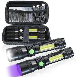 Ecocleanpath 2000 Lumens Rechargeable Flashlight, 7 Modes Zoomable & UV Light, IPX6 Waterproof for Camping, Emergency, Pet Detection (Black) Ecocleanpath 2000 Lumens Rechargeable Flashlight, 7 Modes Zoomable & UV Light, IPX6 Waterproof for Camping, Emergency, Pet Detection (Black)