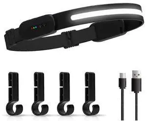 Ecocleanpath Hand Wave Sensor LED Headlamp Rechargeable, Bluetooth Headlight for Outdoor Camping Hiking