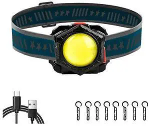 Ecocleanpath 1000 Lumen Rechargeable Headlamp, IPX4 Waterproof LED Headlight with Type-C Charging for Outdoor Activities (Black)