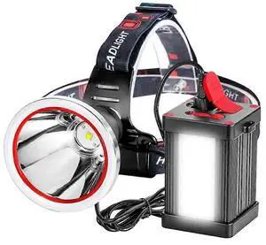 Ecocleanpath Rechargeable LED Headlamp with Side Light & Power Bank - 10-20H Runtime, IPX4 Waterproof for Camping, Hunting, Fishing