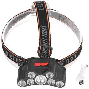 Ecocleanpath 7-LED USB Rechargeable Headlamp, 4 Modes Waterproof Headlight for Camping & Maintenance (Black)