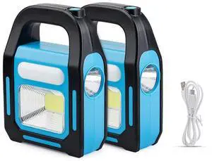 Ecocleanpath 2-Pack Solar LED Lantern & Flashlight, USB Rechargeable Emergency Light for Camping & Power Outages