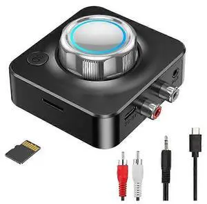 Ecocleanpath Bluetooth 5.0 Receiver Adapter, Hi-Fi Wireless Audio with 3D Surround, TF Card & AUX Support (Black)