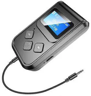 Ecocleanpath Bluetooth 5.0 Transmitter & Receiver with LCD Screen, 2-in-1 Adapter for TV/PC/Car Audio (Black)