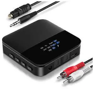 Ecocleanpath Bluetooth 5.0 Transmitter & Receiver, APTX HD Low Latency Audio Adapter with Optical/RCA/3.5mm for TV/Stereo (Black)