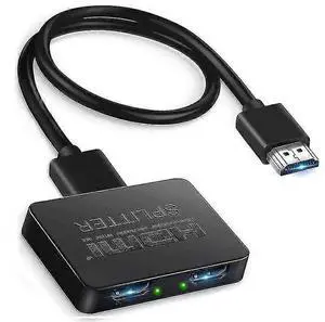 Ecocleanpath HDMI1206Y17 1x2 HDMI Splitter 4K 3D, Plug & Play for Dual Monitors/TVs