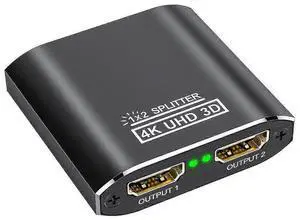 Ecocleanpath HDMI1213Y2 1x2 HDMI Splitter, 4K 30Hz & 1080P 60Hz, Aluminum 2-Way Display Adapter