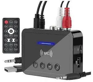 Ecocleanpath Bluetooth 5.0 Transmitter Receiver 3-in-1 Adapter with FM, HiFi Audio, AUX/RCA/Optical/USB for Car/TV/PC (Black)