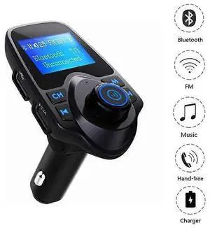 Ecocleanpath Bluetooth FM Transmitter Car Kit with 2 USB Chargers, Hands-Free Calling & 1.44 LCD Display
