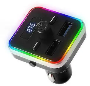 Ecocleanpath Bluetooth 5.0 FM Transmitter with Fast Dual USB Charger & RGB Lights - Wireless Car MP3 Player Kit (Black)