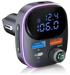 Ecocleanpath Bluetooth 5.3 FM Transmitter & Car Charger, 20W PD/QC3.0 Fast Charging, LED Display, Hands-Free Kit