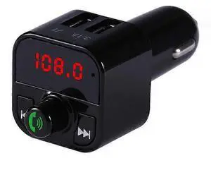 Ecocleanpath Bluetooth FM Transmitter Car Charger, 2 USB Ports, Hands-Free Calling, MP3 Player (Black)