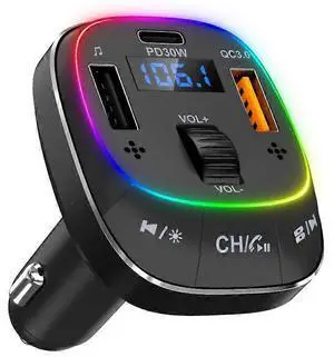 Ecocleanpath Bluetooth 5.3 FM Transmitter & 48W Car Charger, PD 30W/QC3.0, Bass Boost & Noise Cancellation (Black)