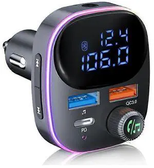 Ecocleanpath Bluetooth Car FM Transmitter with Fast Charging PD20W QC3.0, Hands-Free Calling & LED Display (Black)