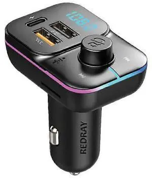 Ecocleanpath Bluetooth FM Transmitter for Car - 38W Fast Charging, Hands-Free Calling, Color Lights (Black)