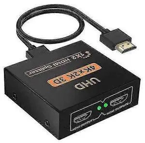 Ecocleanpath HDMI1222Y2 1x2 HDMI Splitter, 4K 3D Switch for Dual Screen Streaming