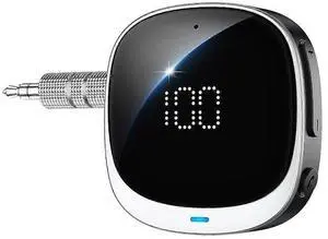 Ecocleanpath Bluetooth 5.3 Car Adapter with LED Screen, Wireless Audio Receiver for Speakers & Headphones (Black)