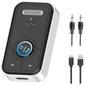 Ecocleanpath Bluetooth 5.3 AUX Adapter with Noise Cancelling, Dual Connection & Type-C Charging (Black)