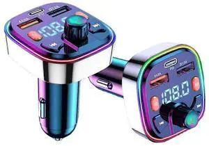 Ecocleanpath Bluetooth 5.0 Car FM Transmitter with PD 3.0 Fast Charging, USB-C & Hi-Fi Sound (Black)