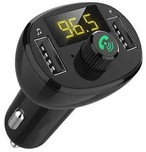 Ecocleanpath Bluetooth 5.0 FM Transmitter Car Charger with Dual USB Fast Charge 3.4A & Voltmeter (White)