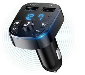 Ecocleanpath Car Bluetooth FM Transmitter with Dual USB Charging, Hands-Free Calling, MP3/USB/TF Card Playback (Black)