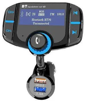 Ecocleanpath Car Bluetooth FM Transmitter with QC3.0 Charging, 1.7" Display, Hi-Fi Sound & Hands-Free Kit (Black)