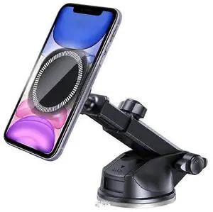 Ecocleanpath Magnetic Car Phone Holder for Dashboard, 360° Rotation Air Vent Mount with Strong Suction Cup (Black)