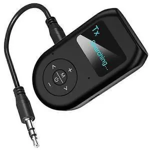 Ecocleanpath Black 2-in-1 Bluetooth 5.0 Adapter with LCD Display - Wireless Audio Transmitter & Receiver