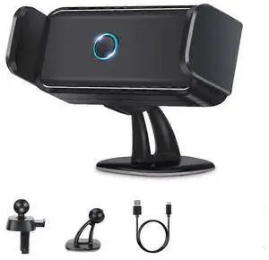 Ecocleanpath Electric Induction Car Phone Holder, 360° Rotation & Auto-Lock, 250mAh Battery, Black