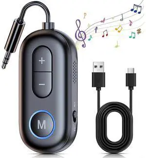 Ecocleanpath 2025 Bluetooth 5.4 Car Adapter AUX Receiver, 2-in-1 Transmitter/Receiver with Noise Cancellation & Dual Mics