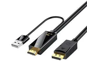 Ecocleanpath HDMI to DisplayPort Adapter Cable 6FT, 4K@60Hz for PC, Xbox, Switch, Plug & Play (Male to Male, Black)
