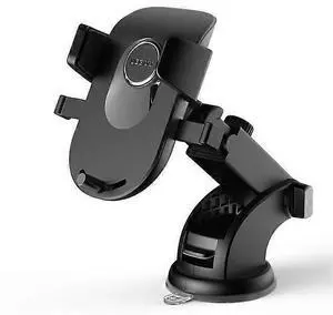Ecocleanpath Universal Car Phone Holder with Suction Cup, One-Hand Operation for 4-6.4 Inch Devices (Black)