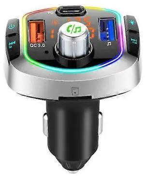 Ecocleanpath PD18W/QC3.0 Bluetooth 5.0 FM Transmitter for Car - Fast Charger & Music Player with Dual Display (Black)