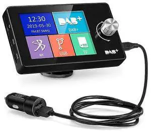 Ecocleanpath Portable DAB/DAB+ Car Radio Adaptor with Bluetooth, 64GB Card Play, FM Transmitter & Hands-Free Calls