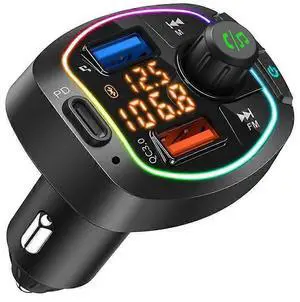 Ecocleanpath Bluetooth 5.0 FM Transmitter for Car, QC3.0 18W & PD 20W Fast Charging, Hands-Free Calls, Siri/Google Assistant (Black)