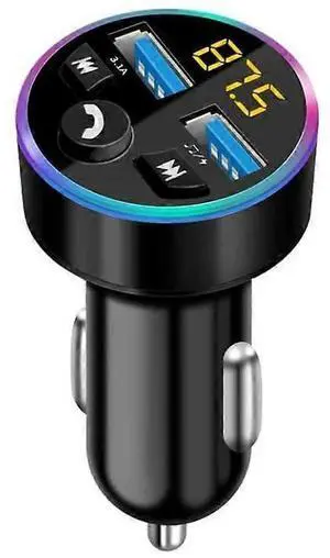 Ecocleanpath LAWA Bluetooth FM Transmitter & Car Charger, 38W Fast Charging, Noise-Cancelling Mic, Black