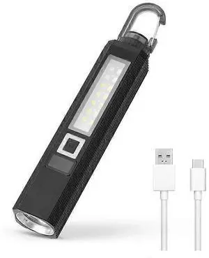 Ecocleanpath Rechargeable Magnetic LED Flashlight, 9 Modes Super Bright with COB Worklight & UV, Waterproof, Black