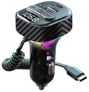 Ecocleanpath Bluetooth 5.3 FM Transmitter Car Adapter, 60W Fast Charger with Hands-Free Call & USB Drive Support (Black)