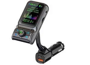 Ecocleanpath 1.8" Bluetooth 5.3 FM Transmitter with Color Screen, PD30W Fast Charge & EQ Sound - Black