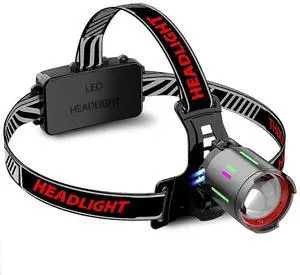 Ecocleanpath 20000 Lumen LED Headlamp with Motion Sensor & LCD Display - Rechargeable Head Torch for Camping