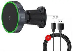 Ecocleanpath 15W Fast Magnetic Wireless Car Charger Mount, Air Vent Phone Holder with RGB LED (Black)