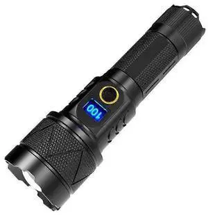 Ecocleanpath XHM77.2 30000 Lumens LED Flashlight, USB-C Rechargeable Tactical Torch with Zoom & Power Bank