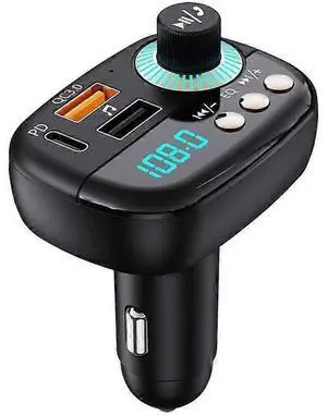 Ecocleanpath Bluetooth 5.1 FM Transmitter Car Kit with PD 20W & QC 18W Fast Charging, Hands-Free MP3 Player (Black)