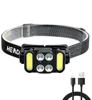 Ecocleanpath Rechargeable LED Headlamp with Motion Sensor, Waterproof Super Bright White & Red Light, 3 Modes