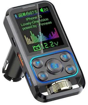 Ecocleanpath Bluetooth 5.3 FM Transmitter Car Adapter, 48W QC/PD Fast Charge, Hands-Free Calling, U Disk/TF/AUX Support (Black)